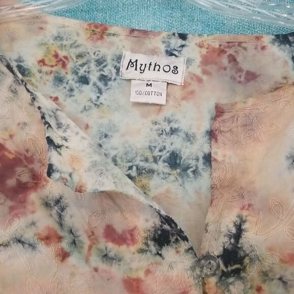 Mythos women's long sleeve 100% cotton floral womens top size medium - Picture 2 of 5